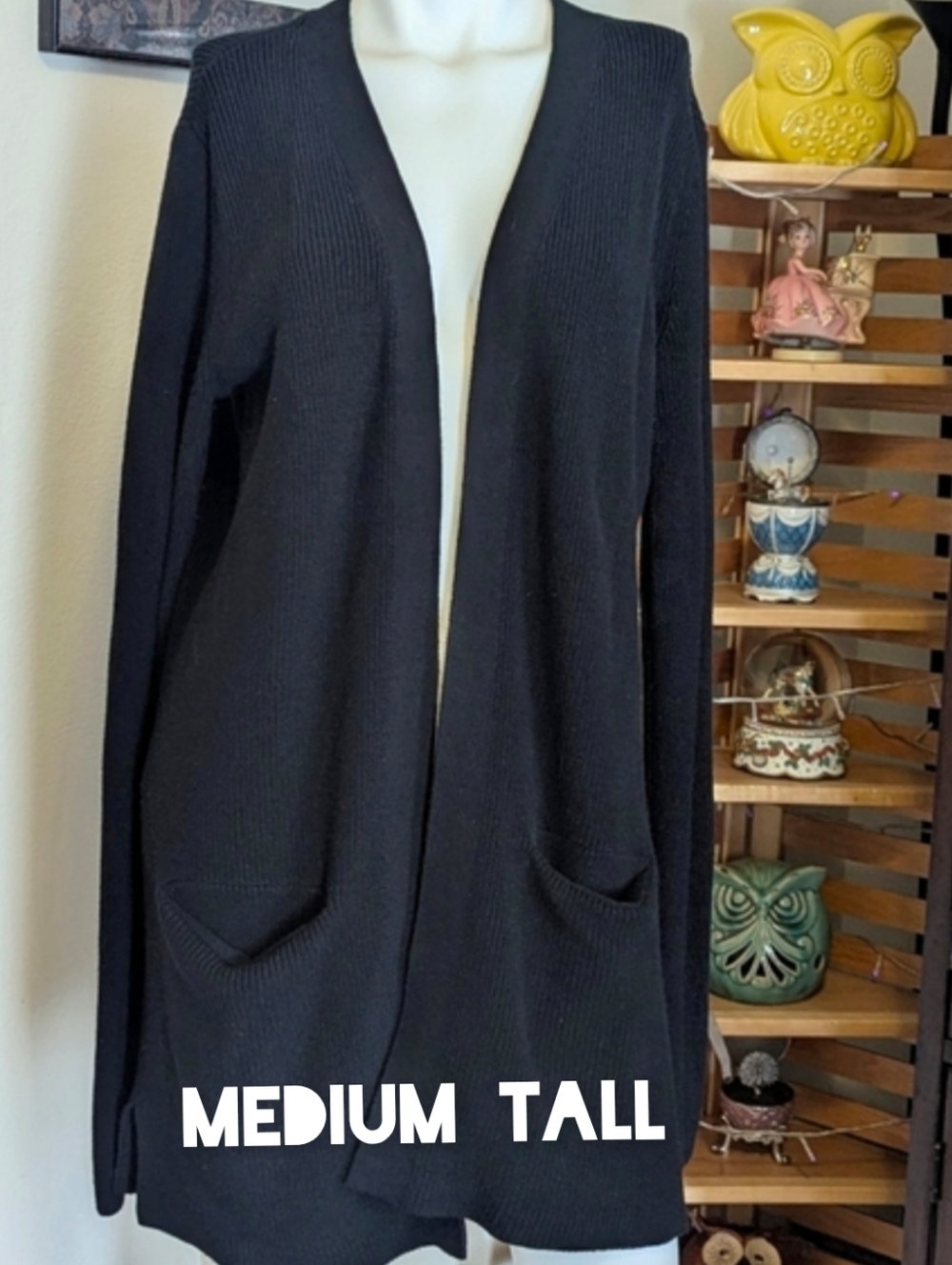 Old Navy Tall Black Open Sweater With Pockets